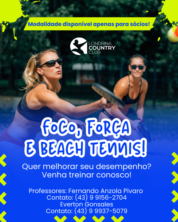 Post instagram foco força e beach tênis aula azul e verde neon  (1)